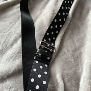 Kate spade black and white polka dot webbed strap